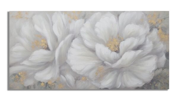 Ručno rađena zidna slika bijelo/zlatni cvijet cm 140x3,7x70