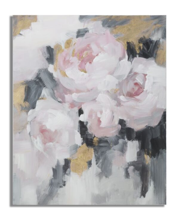 Ručno rađena zidna slika roza FLOWY cm 80x3,7x100
