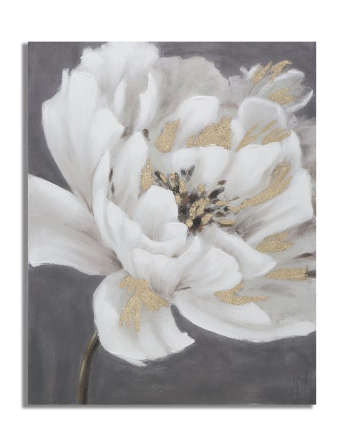 Ručno rađena zidna slika bijelo/zlatni cvijet cm 80x3,7x100