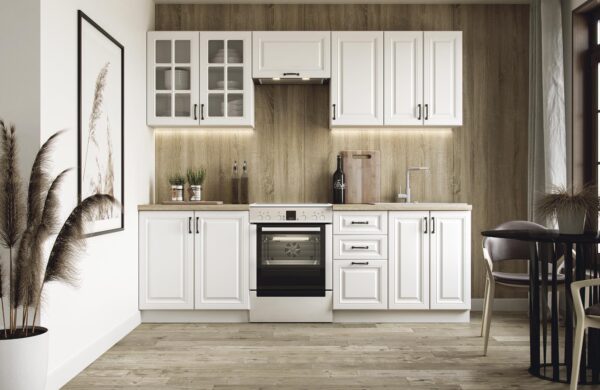 Kuhinjski set ELIZABETH 240, boja: fronta - bijela mat, korpus - bijela, radna ploča - sonoma hrast