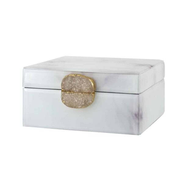 Kutija za nakit Bayou izgled bijelog mramora -JB-0006