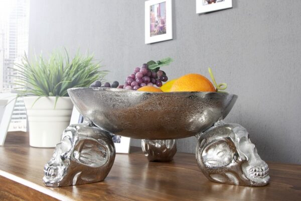 Zdjela za voće Skull 35cm srebro