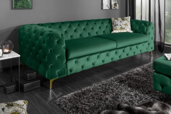 Sofa Modern Barock 240cm smaragdno zeleni baršun