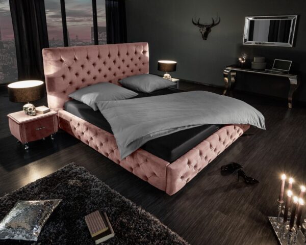 Krevet Paris 160x200cm starinski ružičasti baršun