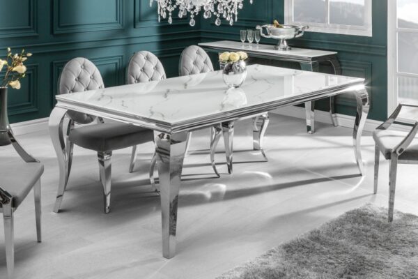 Blagovaonski stol Modern Barock 180cm srebrni mramor