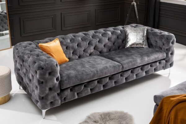 Sofa Modern Barock 240cm tamno sivi baršun