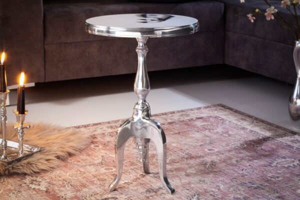 Barokni stol Jardin 55cm srebrni okrugli