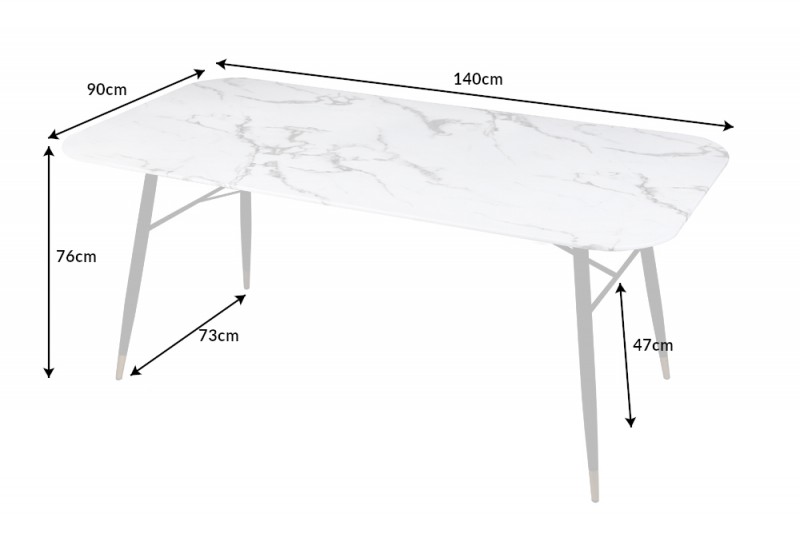 Blagovaonski stol Paris 140cm bijeli mramor