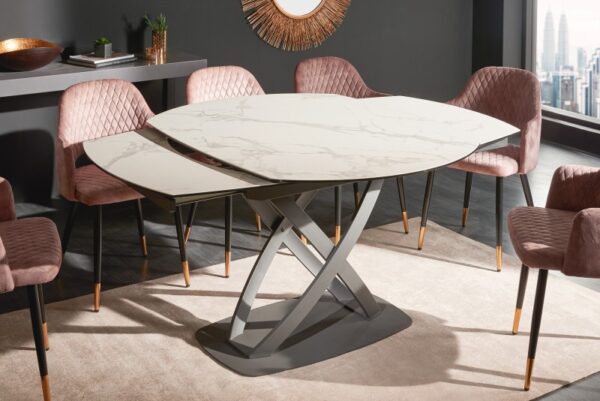 Blagovaonski stol Inception 130-190cm bijeli mramor