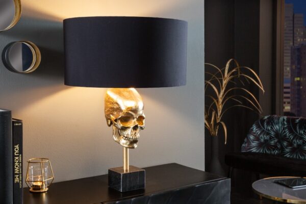 Stolna lampa Skull 56cm crno zlato
