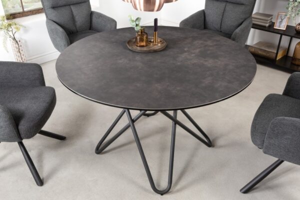 Blagovaonski stol Circular 120cm antracit keramika