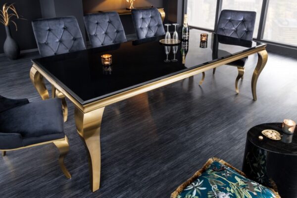 Blagovaonski stol Modern Barock 180cm crna zlatna