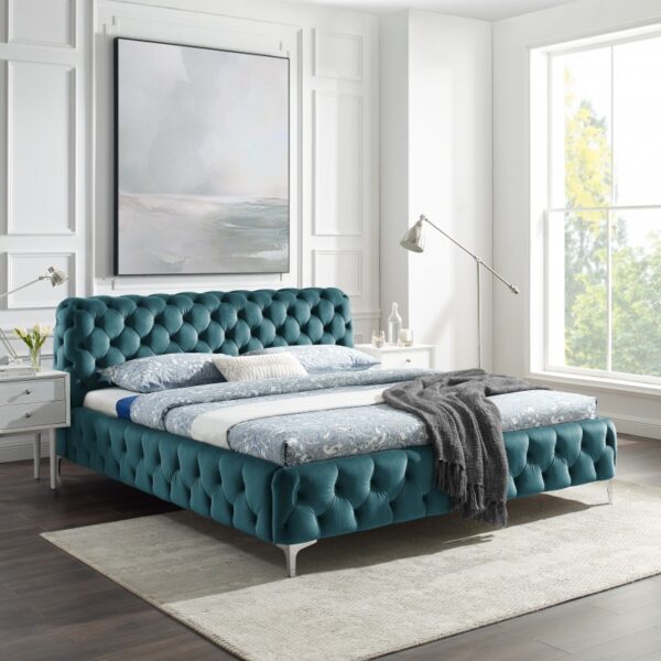 Krevet Modern Barock 180x200cm plavi baršun