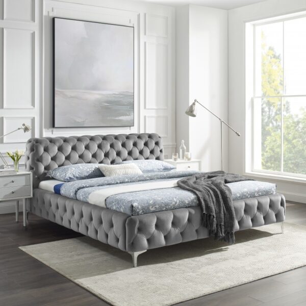 Krevet Modern Barock 180x200cm sivi baršun